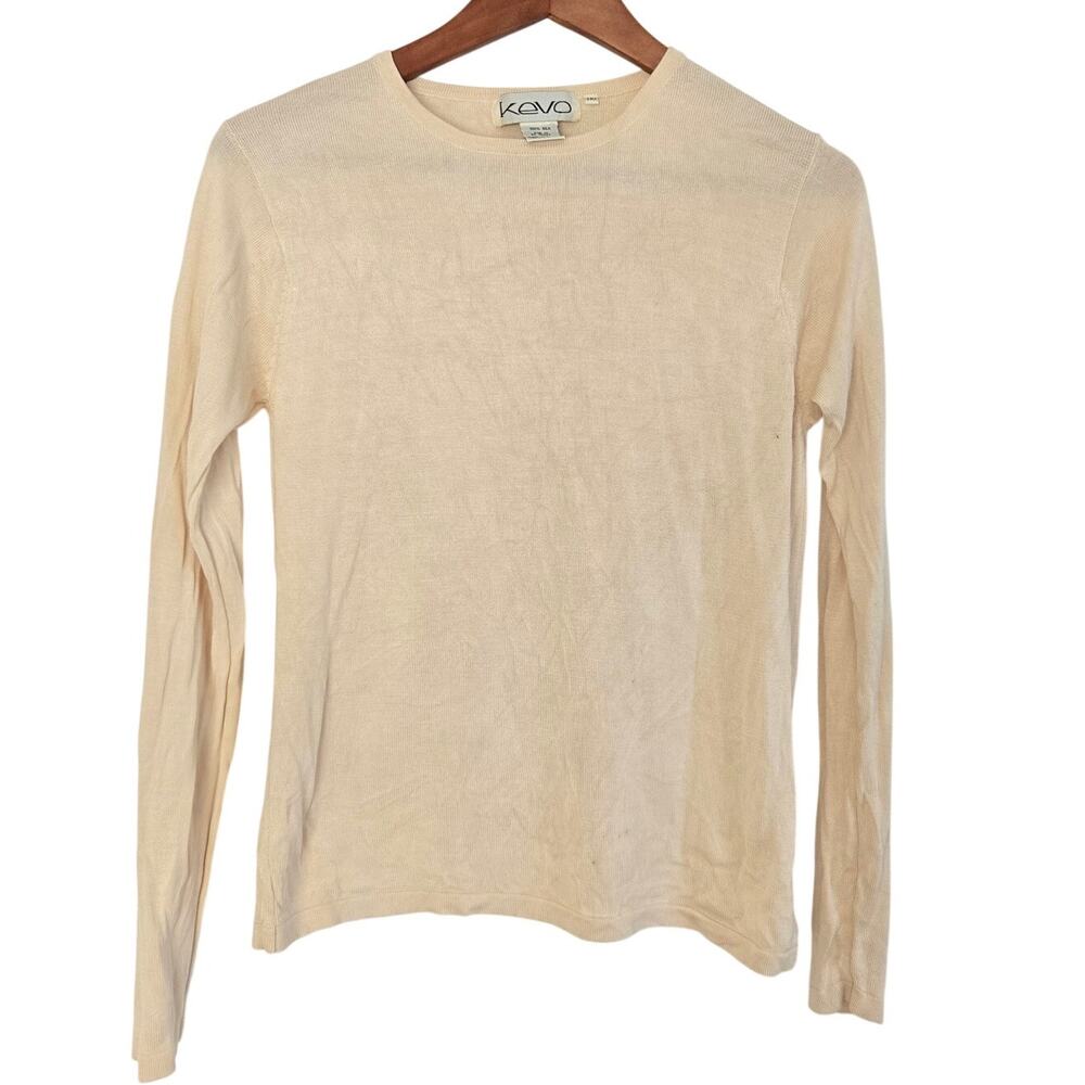 Vintage 90s Kevo Elevated Basic Luxury 100% Silk 2‑Ply Construction Sweater M